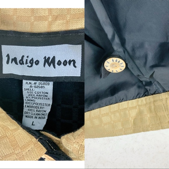 Vintage Indigo Moon boho sunflower patchwork jacket floral retro bohemian - Picture 6 of 12